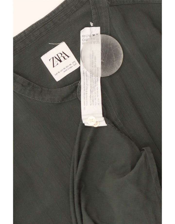 Zara Herrenhemd XL Khaki Baumwolle