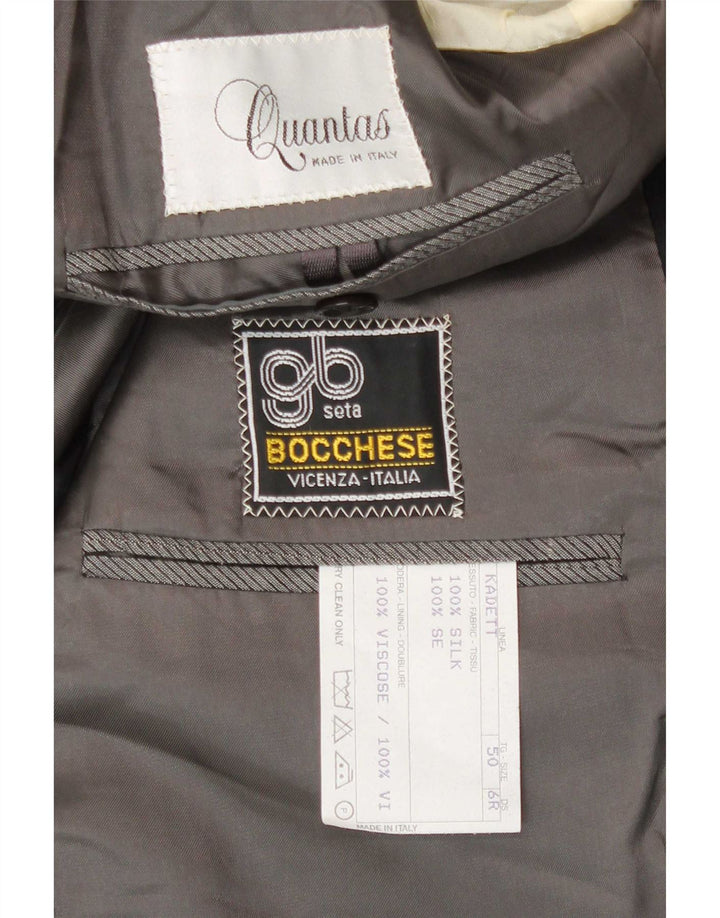 Quantas Herren-Blazer mit 1 Knopf, IT 50, groß, graue Farbblock-Seide