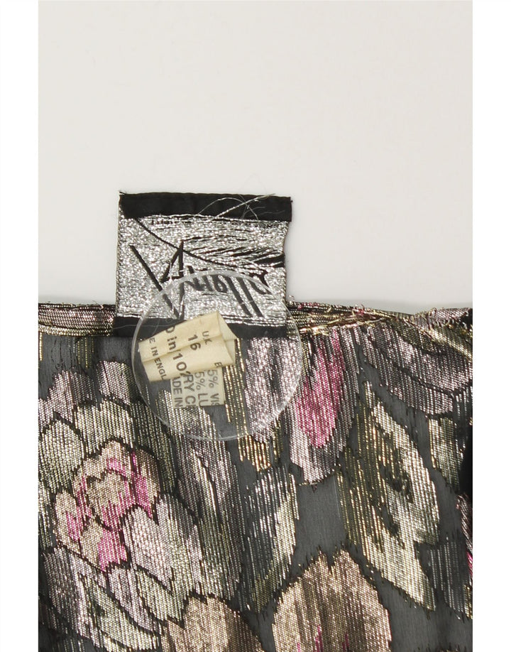 ARELLA Damen Crop Cardigan Top UK 16 Großes mehrfarbiges Blumenmuster