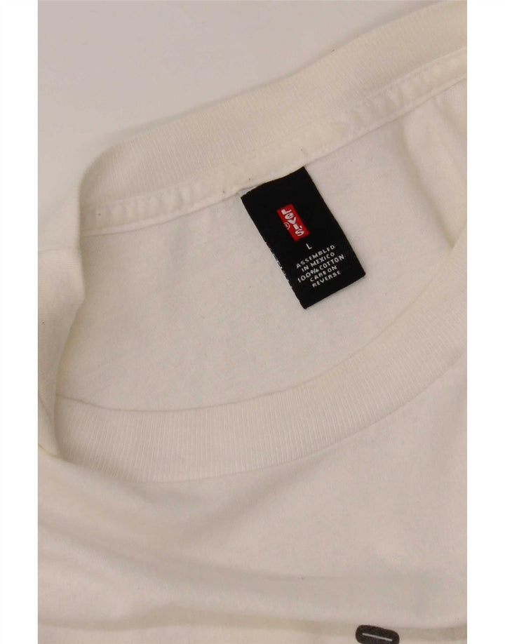 Levi's Herren-T-Shirt mit Grafik, Größe L, aus weißer Baumwolle