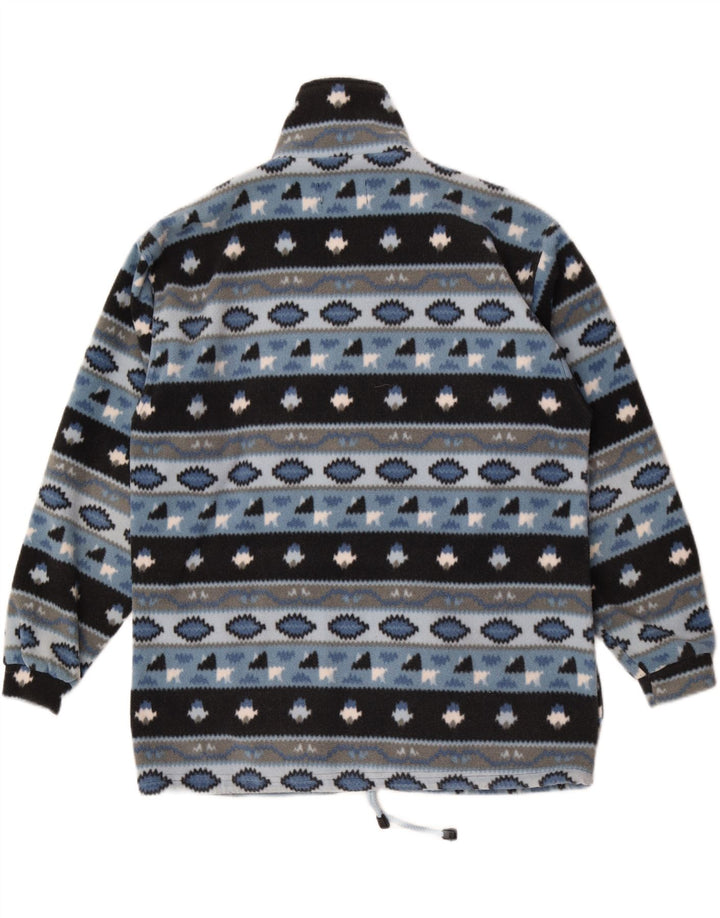 Vintage Herren Fleecejacke UK 38 Mittelblau Fair Isle Polyester