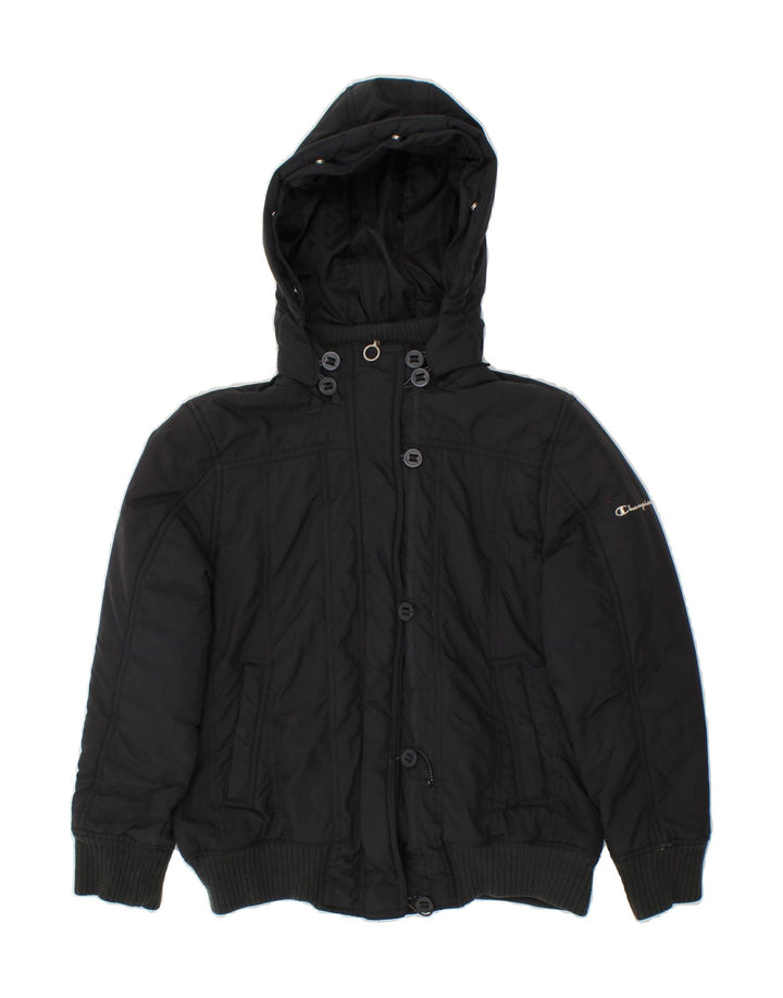CHAMPION Girls Padded Jacket 11-12 Years Large Black Polyester | Vintage Champion | Thrift | Second-Hand Champion | Used Clothing | Messina Hembry 