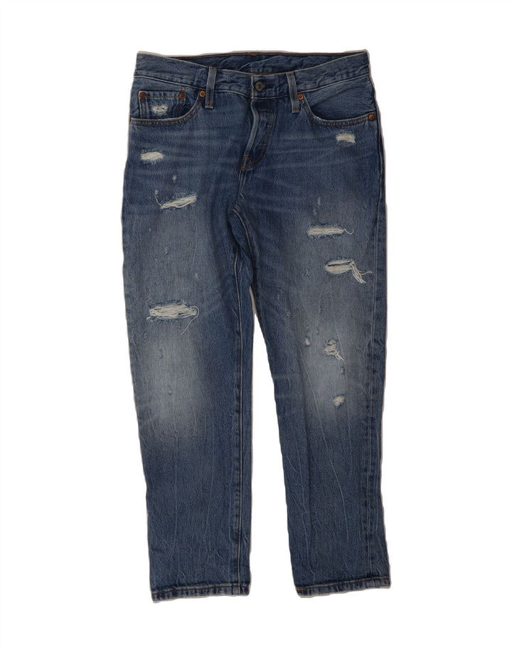 LEVI'S Womens 501 Distressed Straight Jeans W32 L26 Blue Cotton Vintage Levi's and Second-Hand Levi's from Messina Hembry 