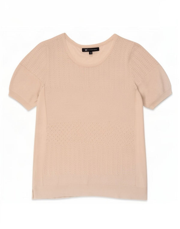 Crew Clothing Damen T-Shirt Top UK 12 Mittelweiße Viskose