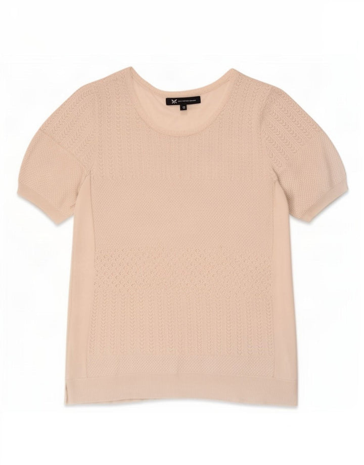 Crew Clothing Damen T-Shirt Top UK 12 Mittelweiße Viskose