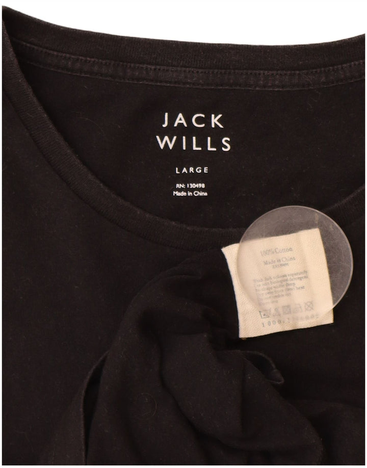Jack Wills Damen T-Shirt Top UK 16 Large Schwarz Baumwolle