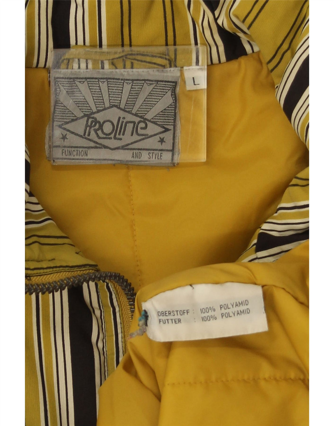 Proline Herren-Anorak-Jacke, Größe 40, groß, gelb gestreift, Polyamid