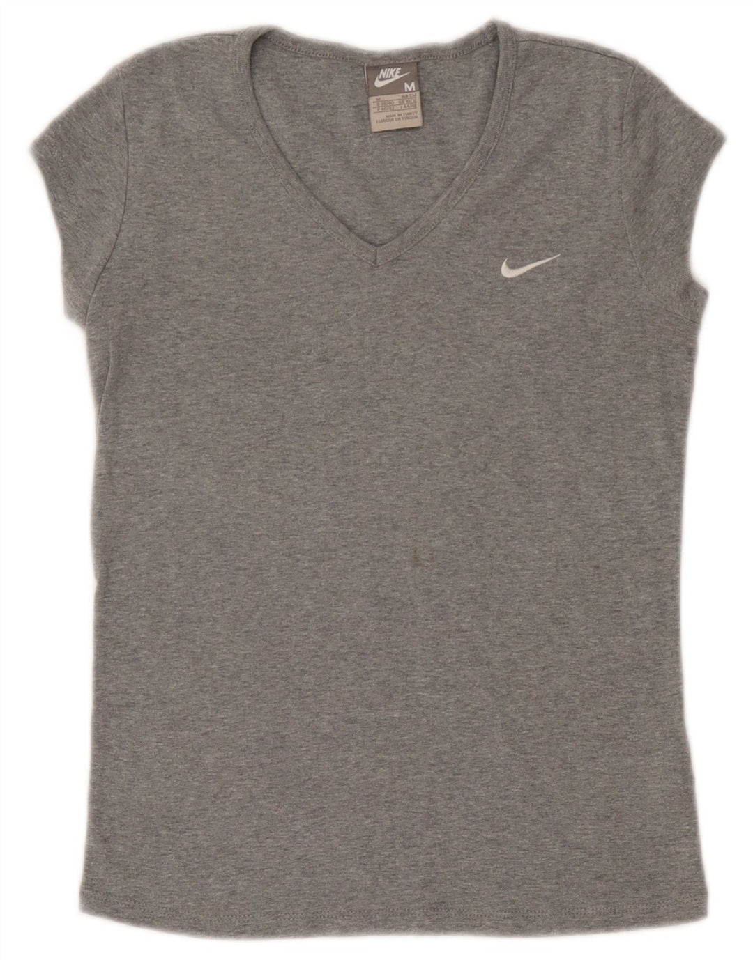 Nike Damen T-Shirt Top UK 10/12 Mittelgrau gefleckte Baumwolle