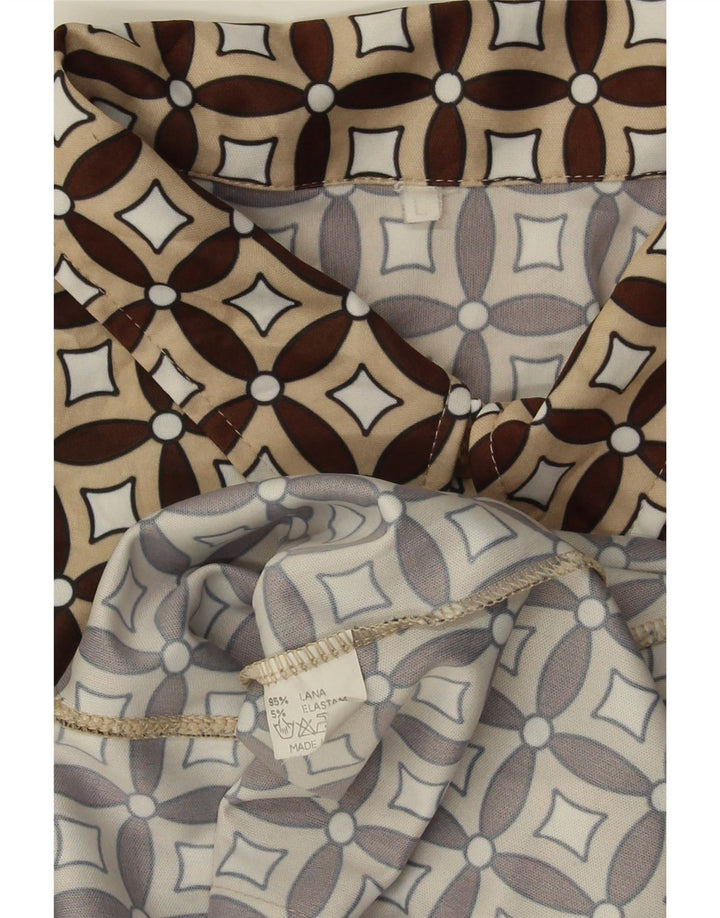 VINTAGE Damenhemd UK 16 Große beige geometrische Wolle