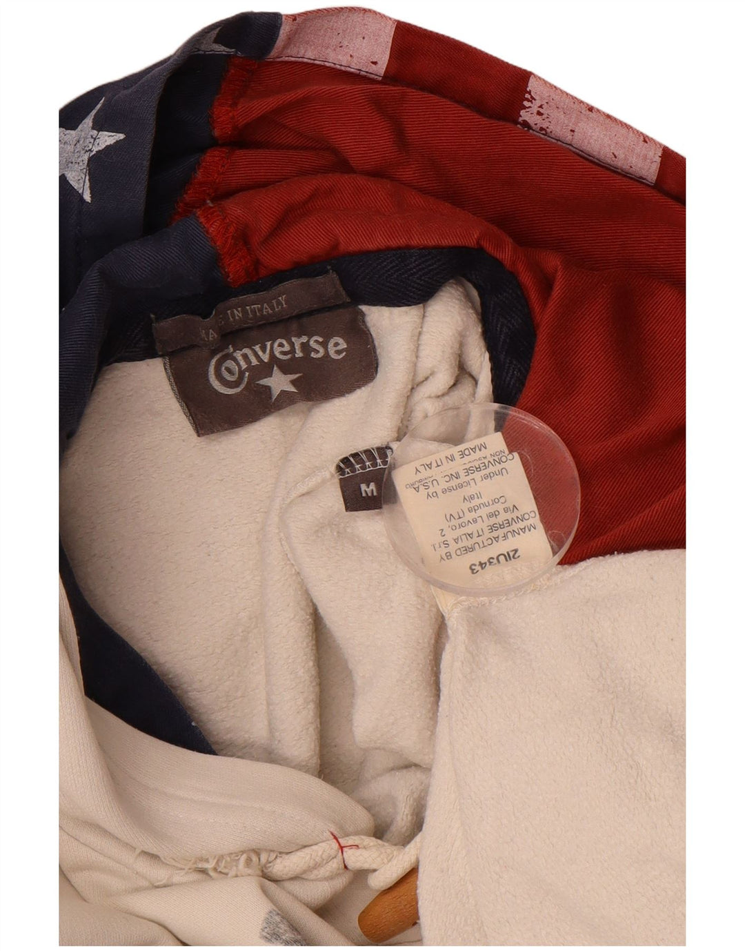 CONVERSE Womens Graphic Hoodie Jumper UK 14 Medium White Cotton