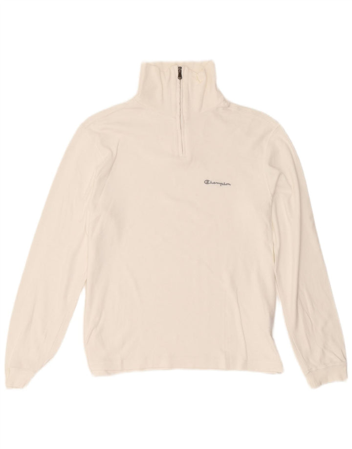 Champion Damen-Oberteil mit Reißverschluss, langärmlig, UK 14, mittelweiße Baumwolle