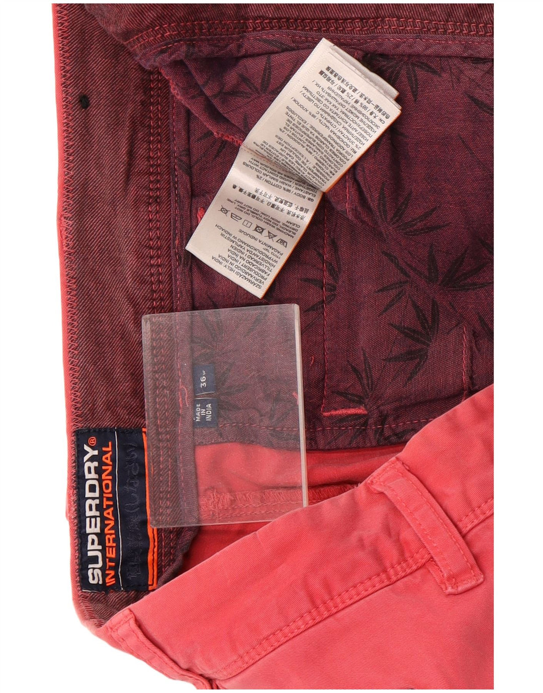 Superdry Herren Chinoshorts W36 Large Rosa Baumwolle