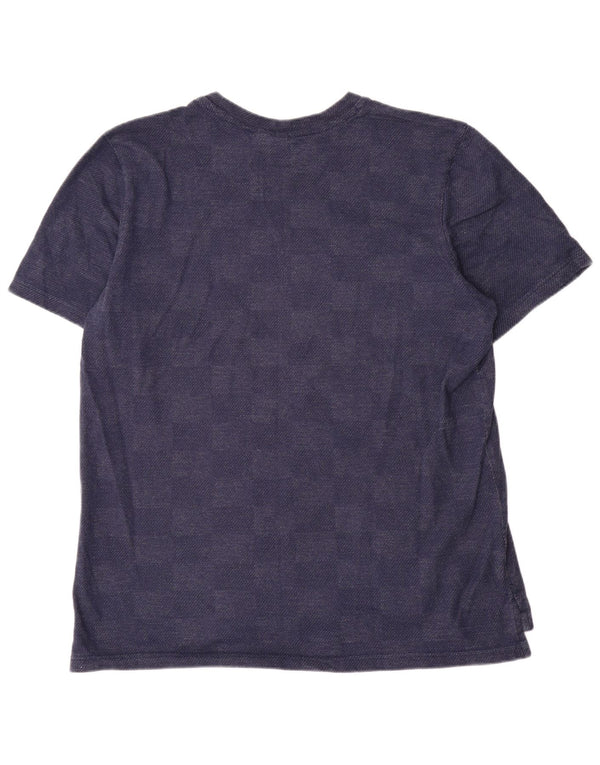 Adidas Herren T-Shirt Top XL Marineblau mit geometrischem Muster aus Baumwolle