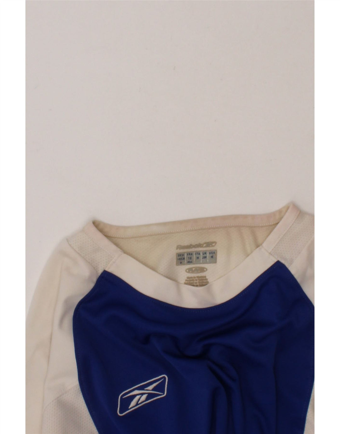 REEBOK Boys T-Shirt Top 9-10 Years Medium  Blue Colourblock Polyester Vintage Reebok and Second-Hand Reebok from Messina Hembry 