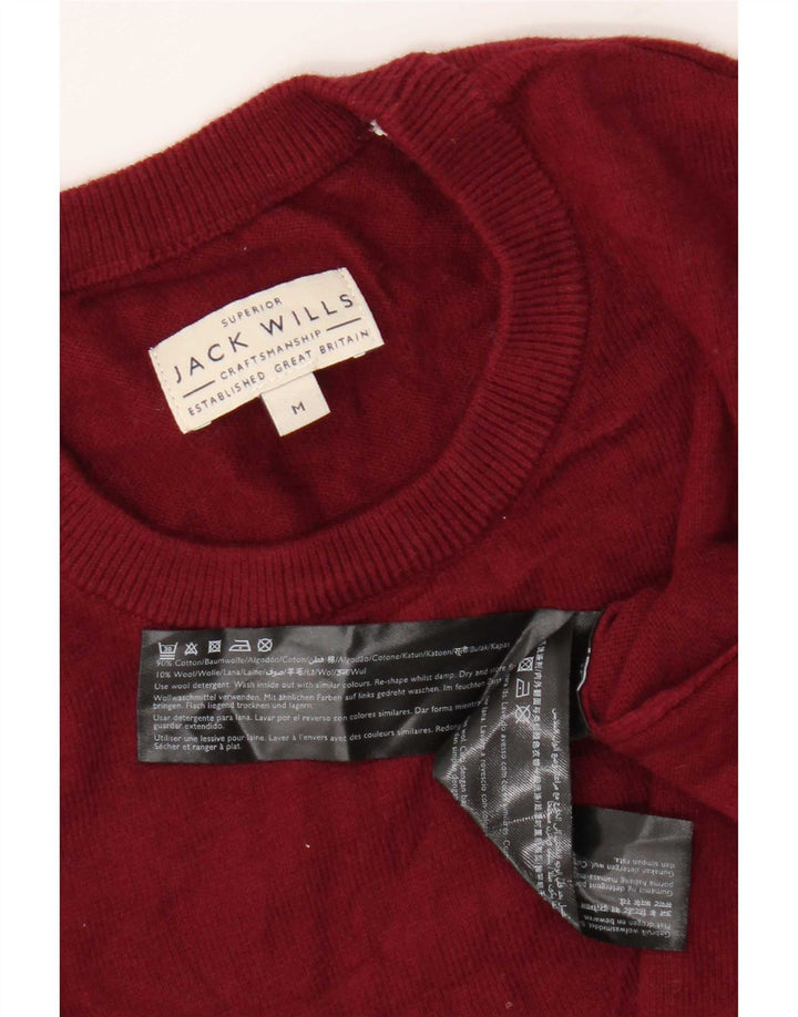 Jack Wills Herren-Pullover mit Rundhalsausschnitt, reguläre Passform, mittelrote Baumwolle