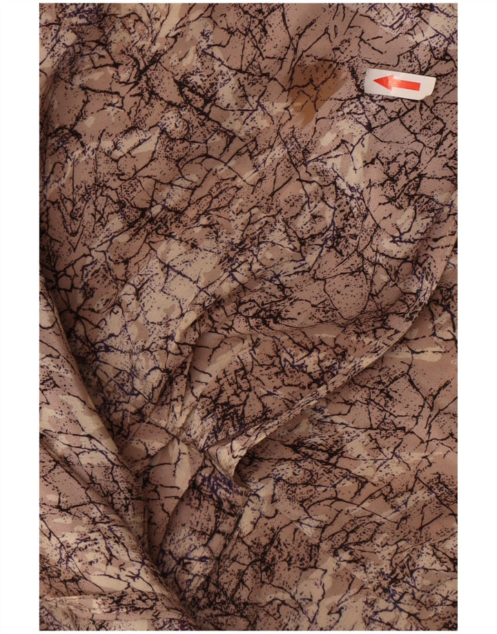Vintage Damen Etuikleid mit abstraktem Muster UK 16 Large Braun