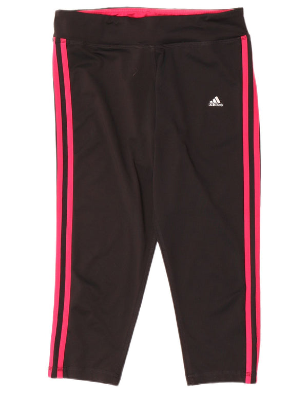 Adidas Damen Climalite Capri Leggings UK 12/14 Medium Schwarz Polyester