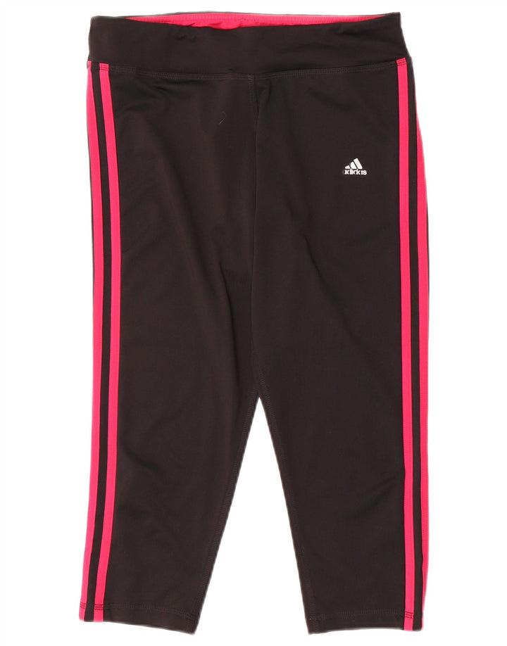 Adidas Damen Climalite Capri Leggings UK 12/14 Medium Schwarz Polyester
