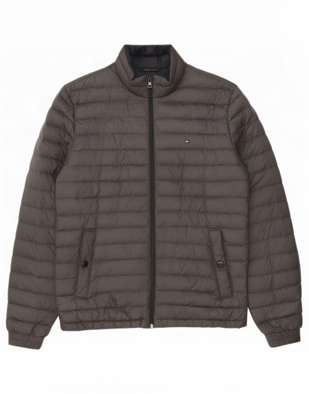 Tommy Hilfiger Herren Wattierte Jacke UK 38 Mittelgraues Polyester