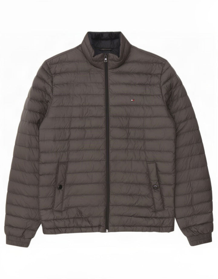 Tommy Hilfiger Herren Wattierte Jacke UK 38 Mittelgraues Polyester