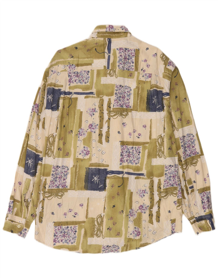 Azzurra Herren-Hemd, groß, grün, Patchwork-Viskose