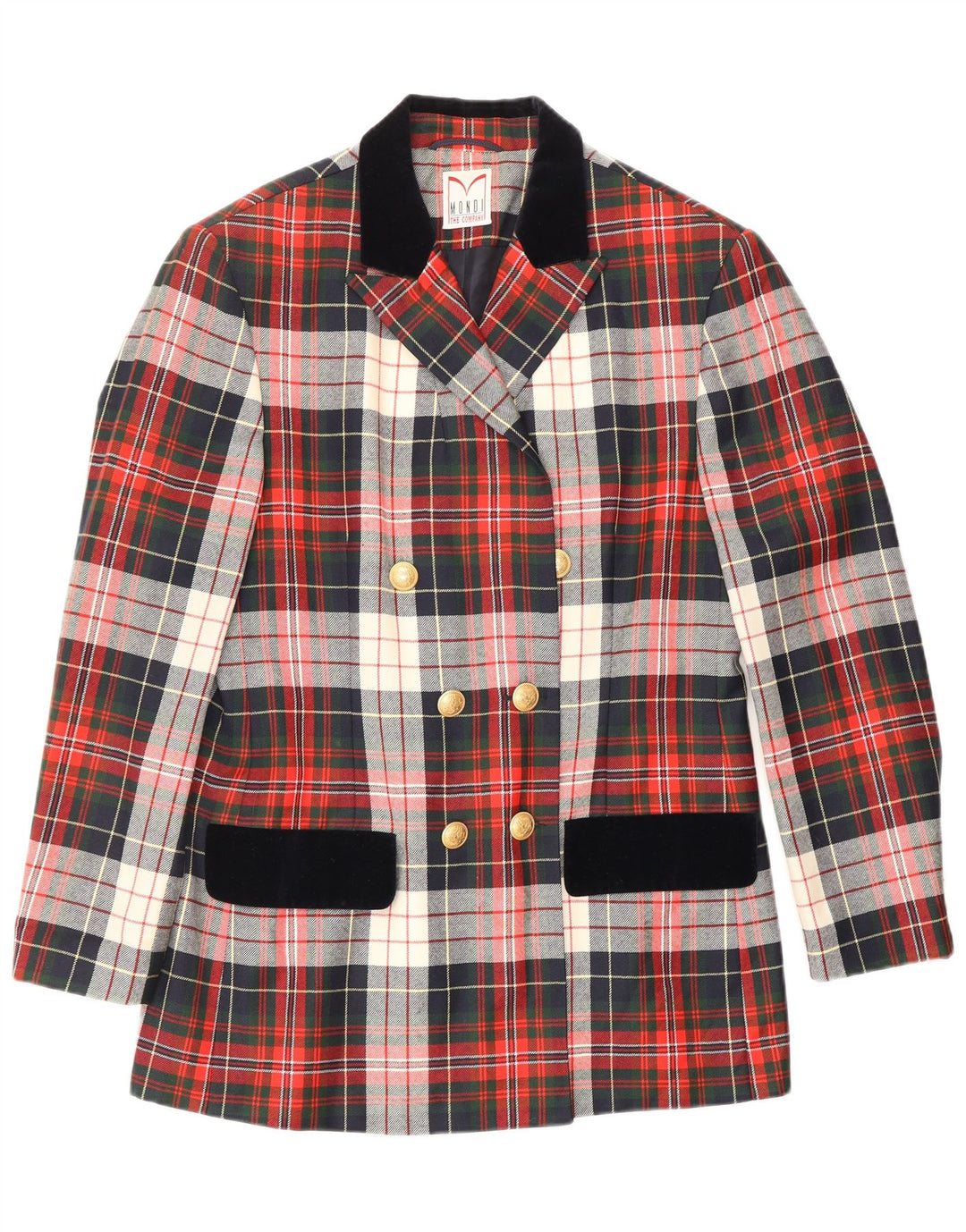 MONDI Damen Longline-Blazer-Jacke, EU 38, mittelrot, kariert, klassisch