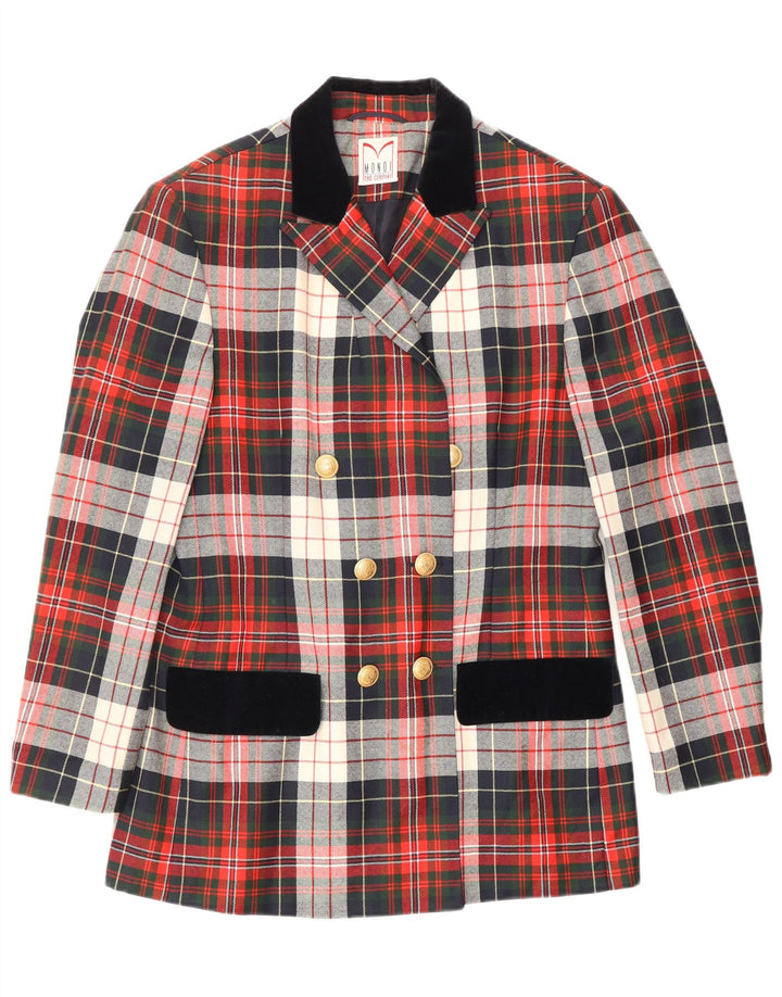 MONDI Damen Longline-Blazer-Jacke, EU 38, mittelrot, kariert, klassisch