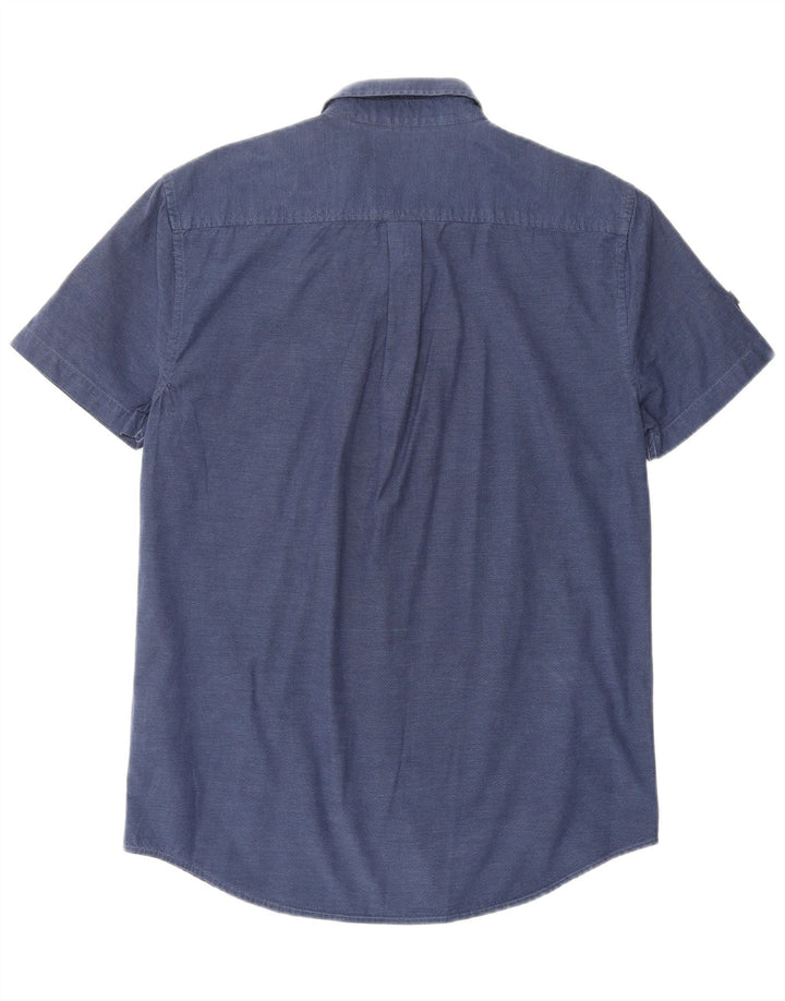 SUPERDRY Herren-Kurzarmhemd mit normaler Passform, mittelmarineblaue Baumwolle