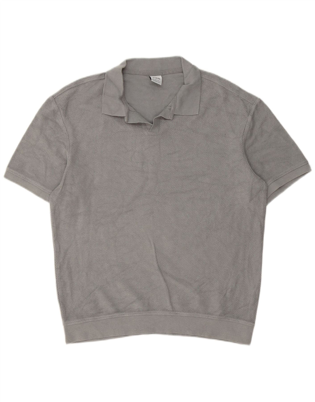 Zara Herren-Pullover mit Polokragen, kurzärmelig, Größe L, Grau