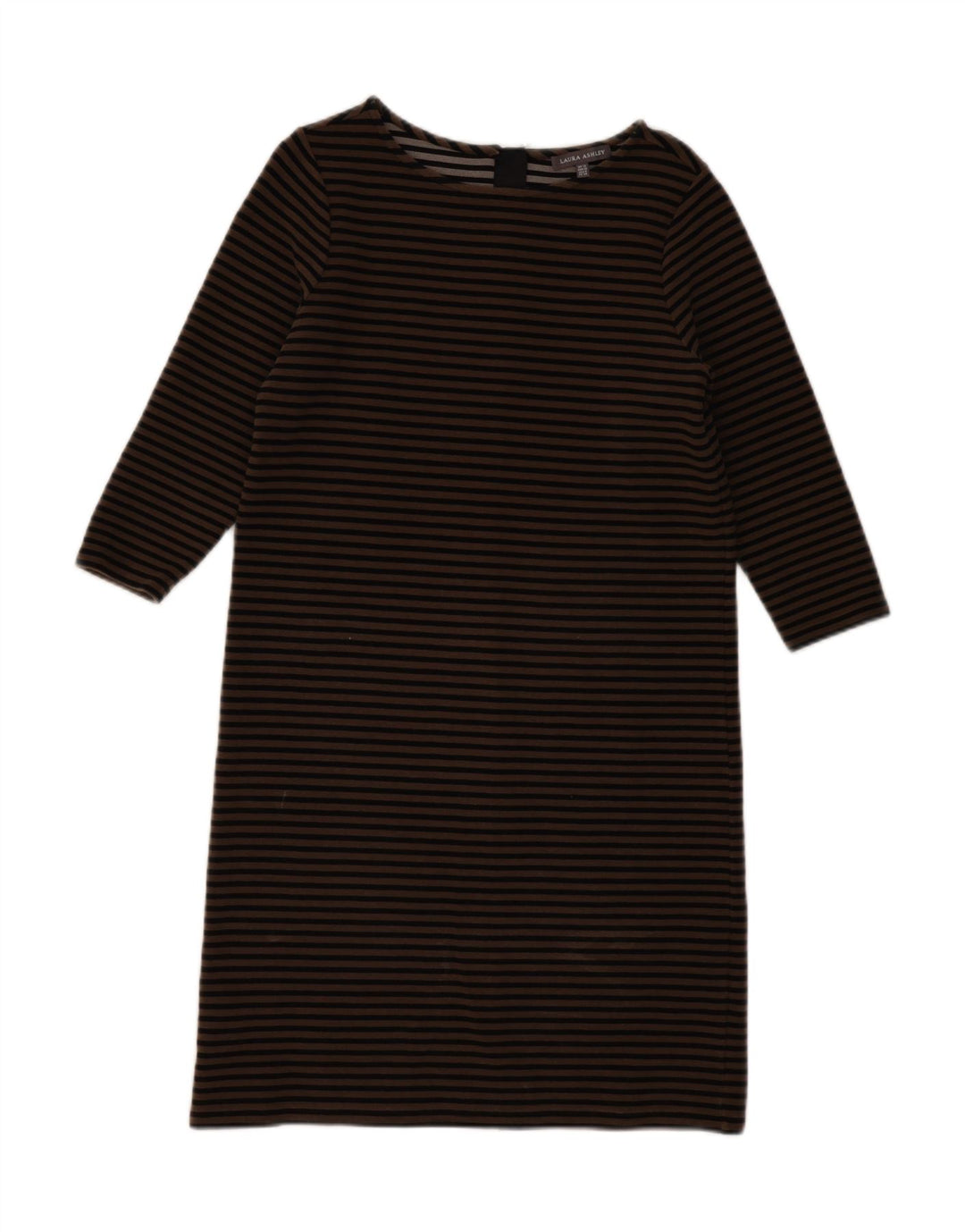 LAURA ASHLEY Etuikleid mit 3/4-Ärmeln für Damen, UK 12, Mittelbeige gestreift