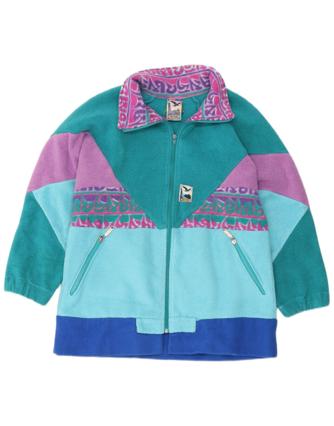 SALEWA Herren-Fleecejacke, UK 40, groß, mehrfarbig, Colourblock-Polyester