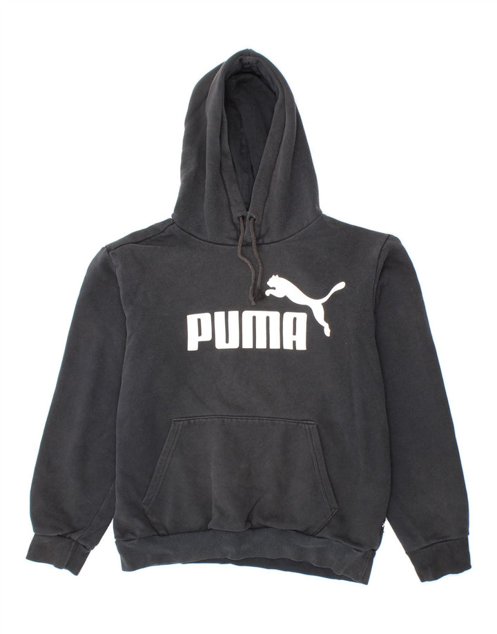 PUMA Mens Graphic Hoodie Jumper Small Black Cotton Vintage Puma and Second-Hand Puma from Messina Hembry 