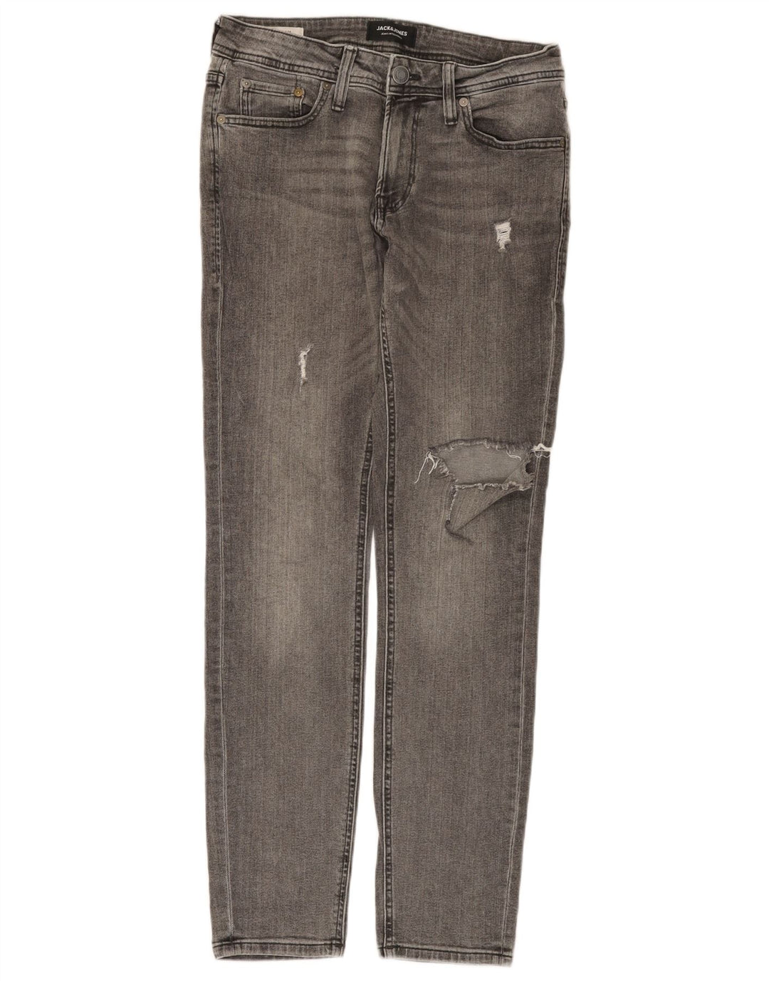 JACK & JONES Herren Distressed Slim Jeans W30 L30 Graue Baumwolle