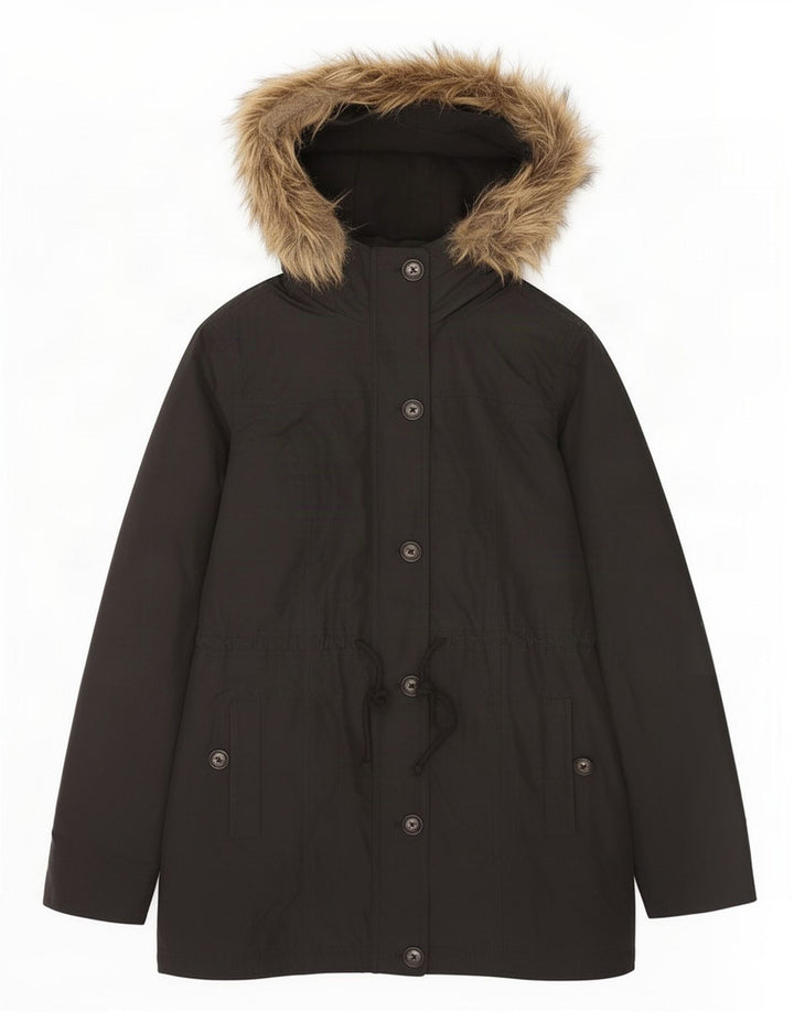Hollister Damen-Parkajacke mit Kapuze, UK 14, mittelschwarz