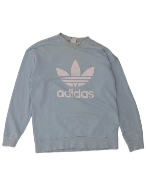 Adidas Damen Graphic Oversized Sweatshirt Pullover UK 8 Small Blaue Baumwolle