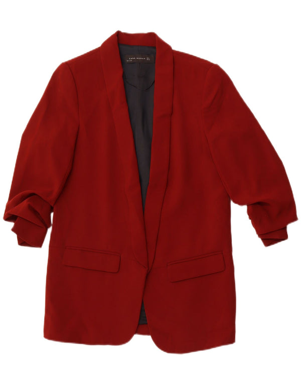 ZARA Damen-Blazerjacke mit 3/4-Ärmeln, Gr. 10, Größe S, Rot, Polyester