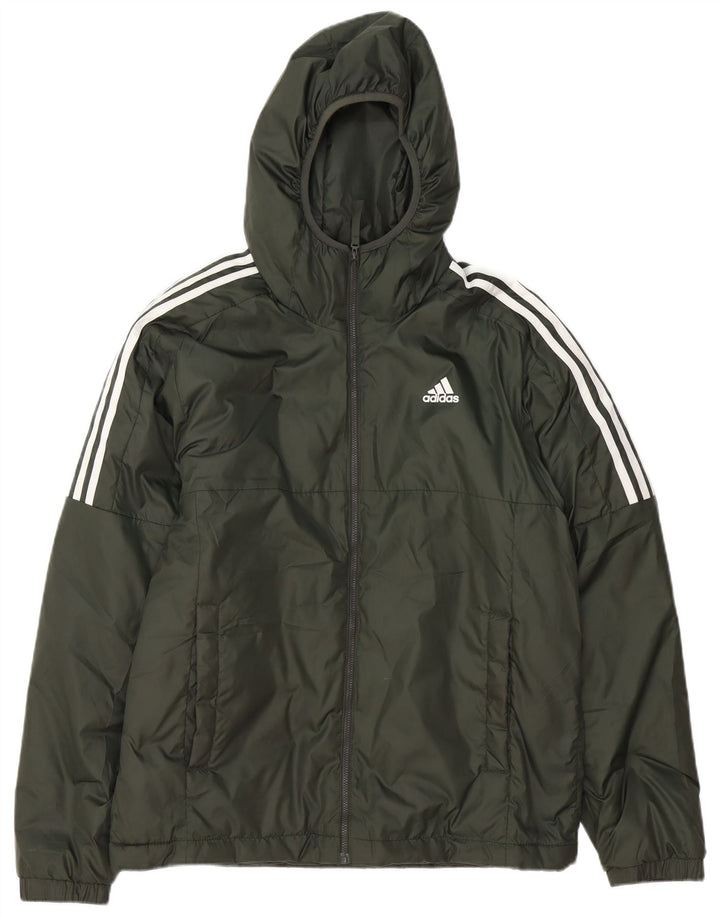 Adidas Herren Kapuzenjacke, gepolstert, UK 38, mittelgrün, Polyester