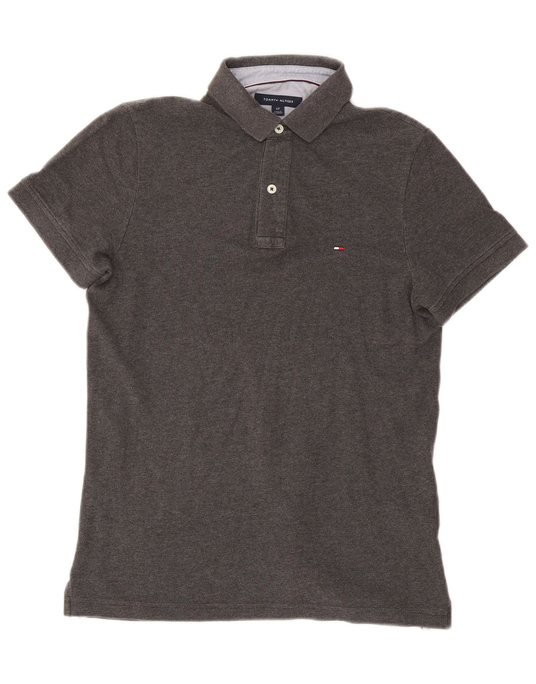 Tommy Hilfiger Herren-Poloshirt, kleine graue Baumwolle