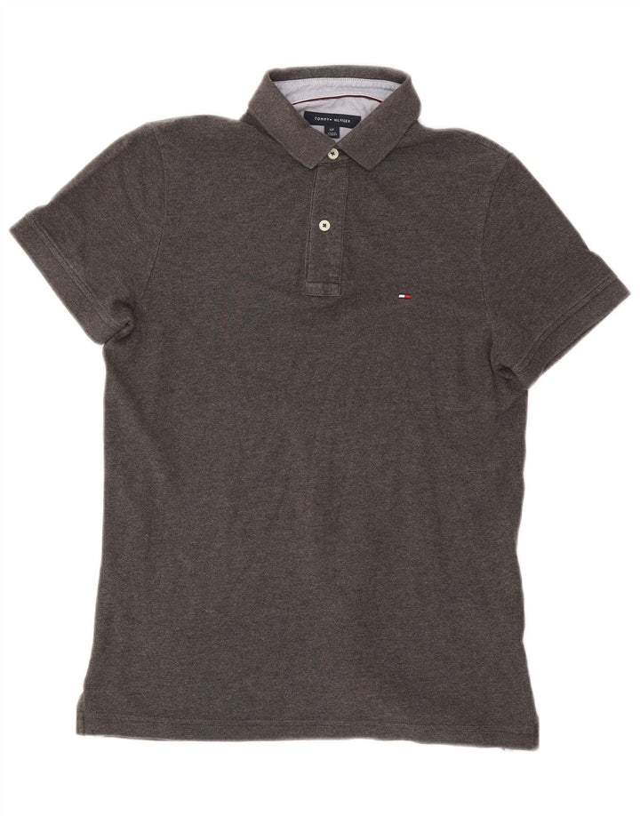 Tommy Hilfiger Herren-Poloshirt, kleine graue Baumwolle
