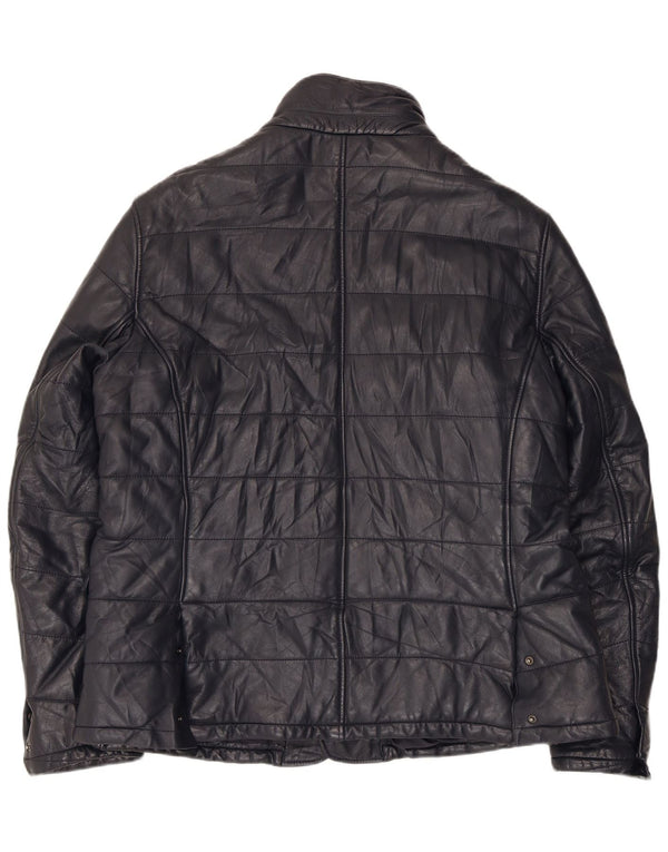 Desiree Damen Bomber-Lederjacke UK 18 XL Marineblaues Leder