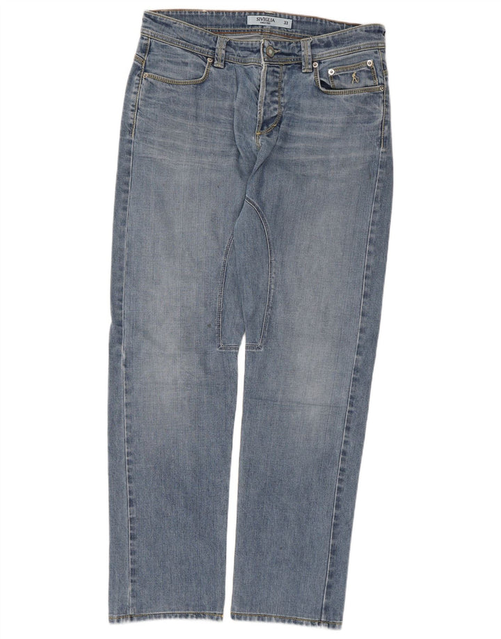 SIVIGLIA Herren Straight Jeans W33 L30 Blaue Baumwolle