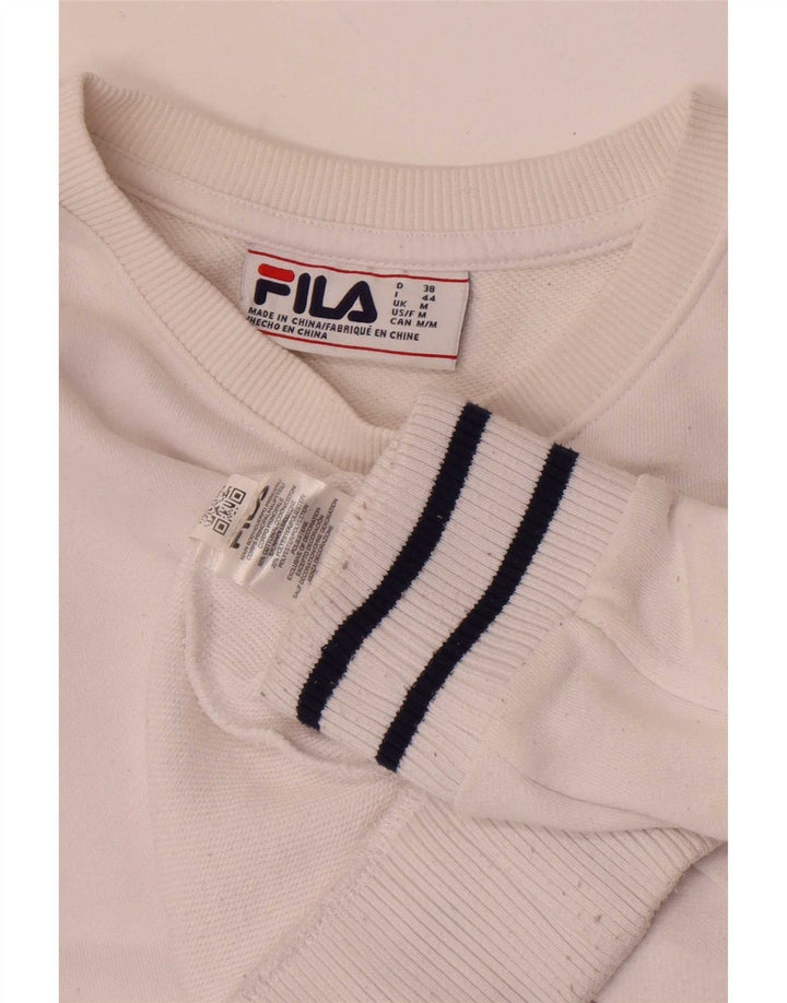 Fila Damen Sweatshirt Pullover UK 14 Mittelweiße Baumwolle