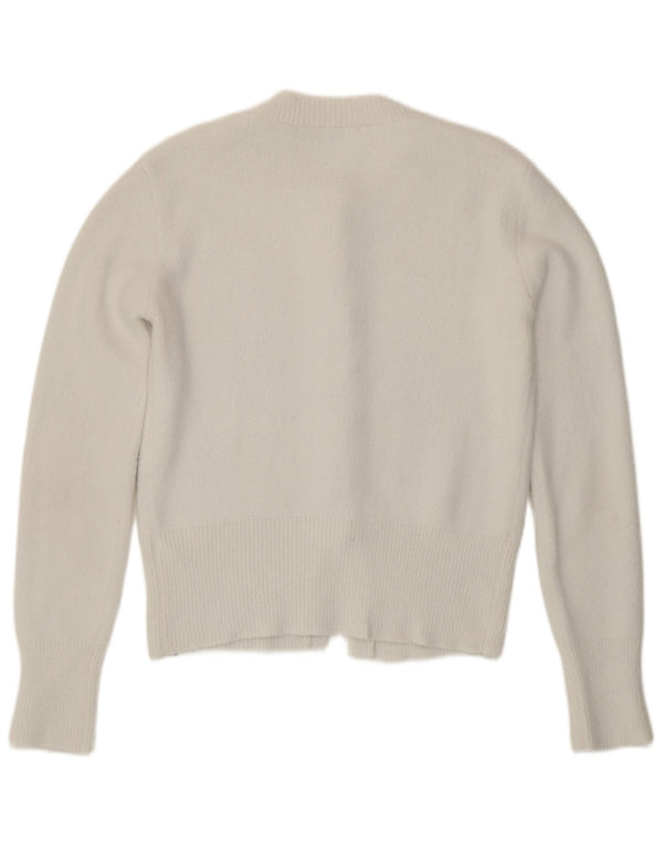 Zara Damen Strickjacke UK 12 Mittelweißes Polyamid