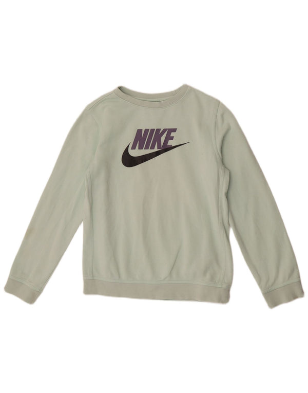 Nike Mädchen Grafik-Sweatshirt-Pullover, 12–13 Jahre, groß, grüne Baumwolle