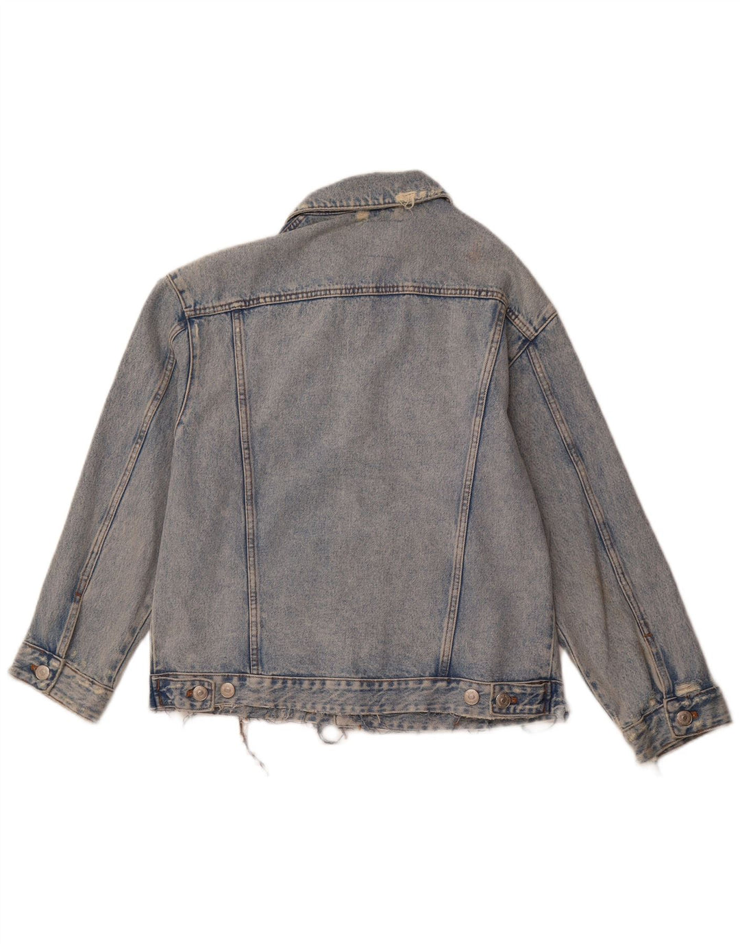 ZARA Herren Distressed Jeansjacke UK 38 Mittelblaue Baumwolle