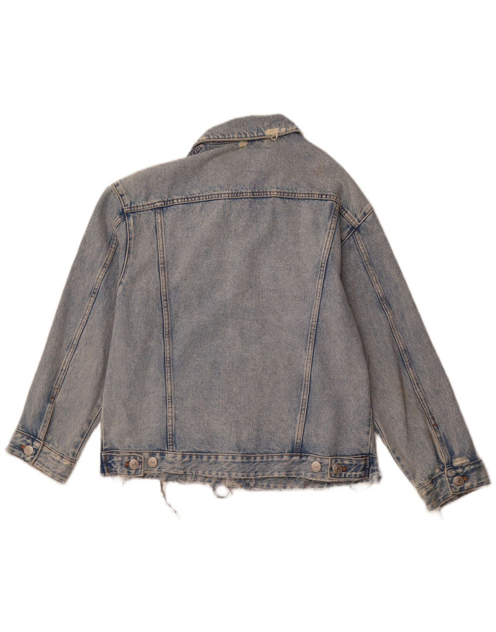 ZARA Herren Distressed Jeansjacke UK 38 Mittelblaue Baumwolle