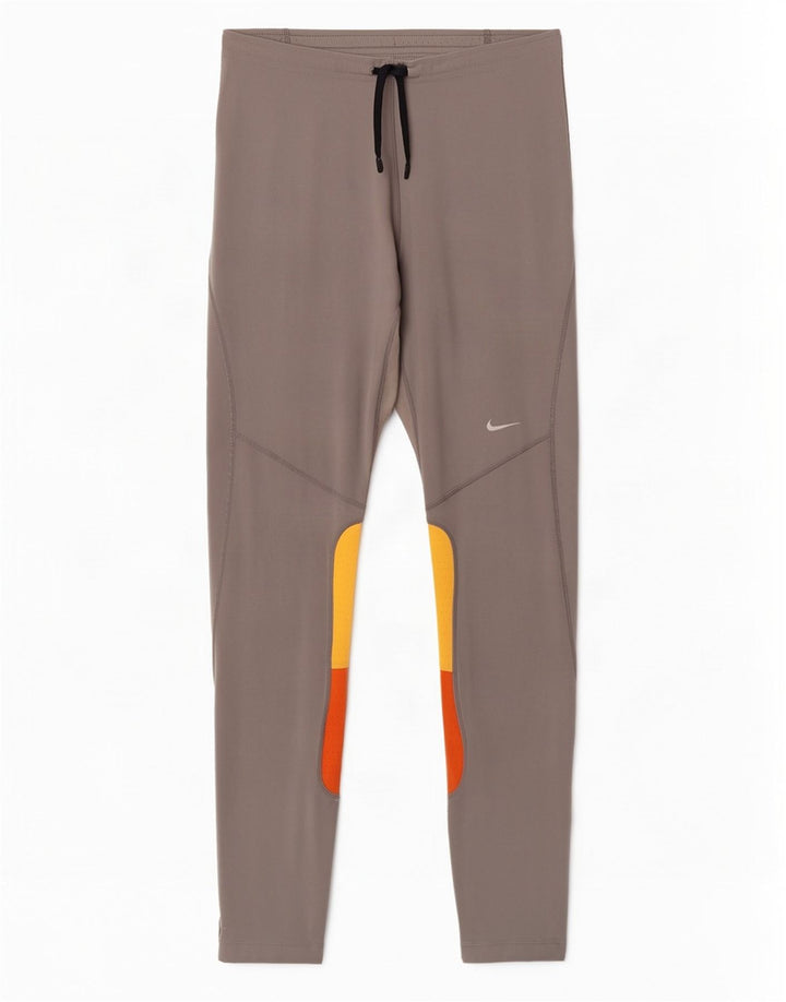 Nike Damen Dri Fit Leggings UK 39/41 Mittelgraues Colourblock-Polyester