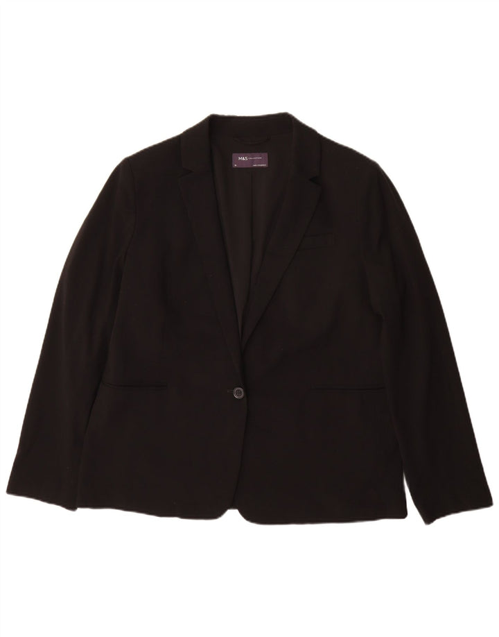 Marks & Spencer Damen-Blazer mit 1 Knopf, Gr. 14, Größe L, Schwarz, Polyester