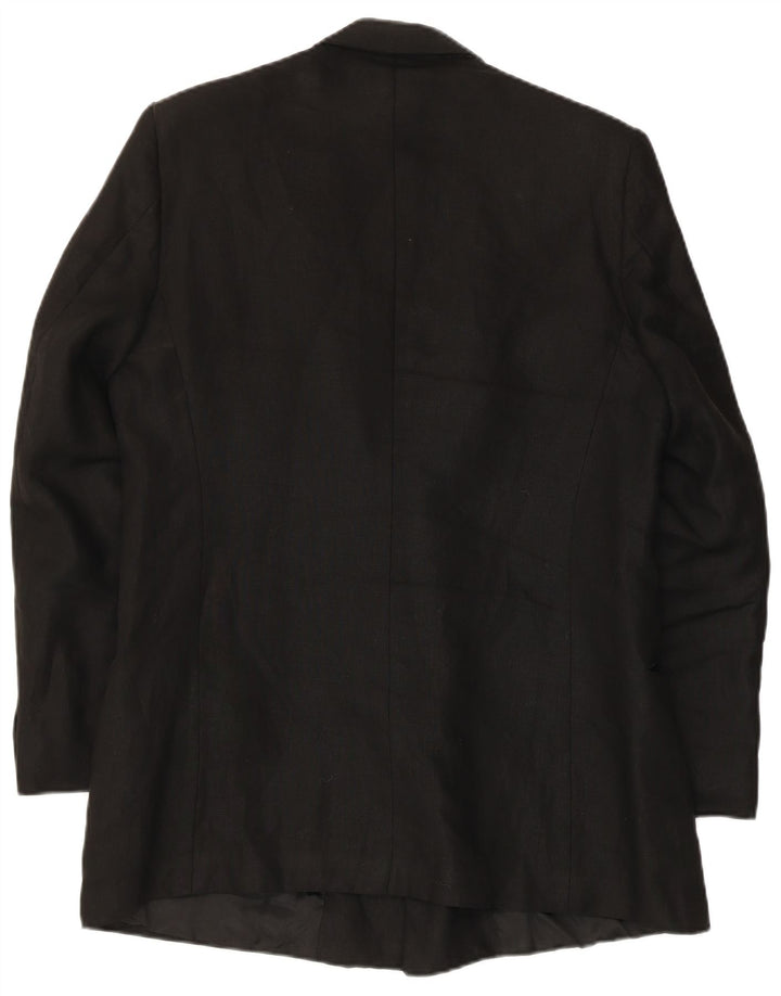 Vintage Herren Zweireiher Blazer Jacke UK 38 Mittelschwarzes Leinen