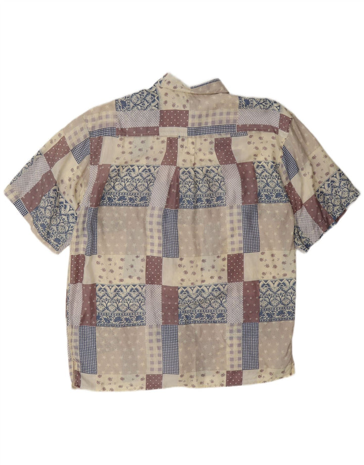 Bogari Herren-Kurzarmhemd XL, mehrfarbig, Patchwork-Seide